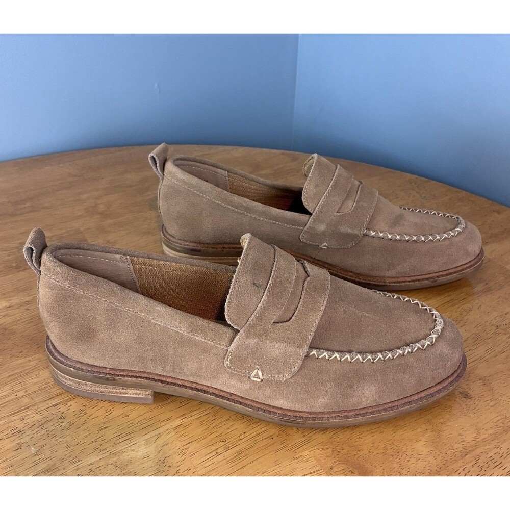 Kelsi Dagger Brooklyn Women’s Taupe Suede Penny Loafers Size 10